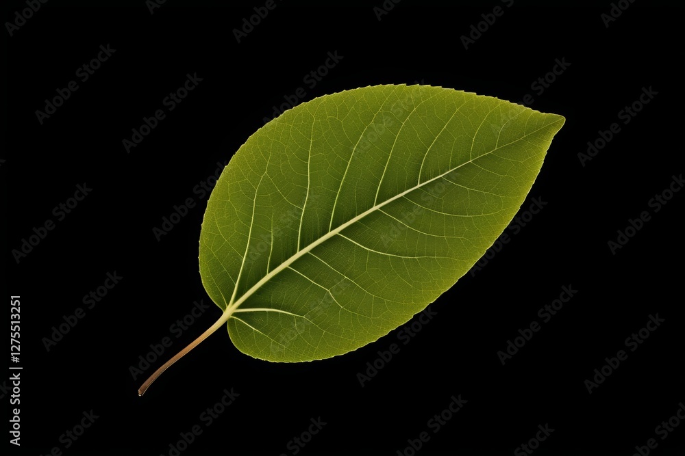 Obraz premium arafed leaf on a black background with a thin stem