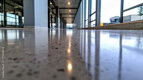 Wallpaper Mural A long hallway with a polished concrete floor and large windows. Torontodigital.ca