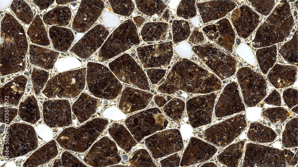 Brown, white terrazzo texture, close-up, background, design Brown, white terrazzo texture, close-up, background, design