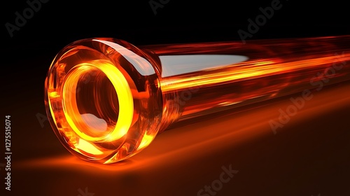 Glowing glass tube, dark background, energy