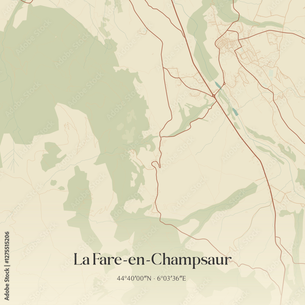 Obraz premium Vintage map of La Fare-en-Champsaur, France.