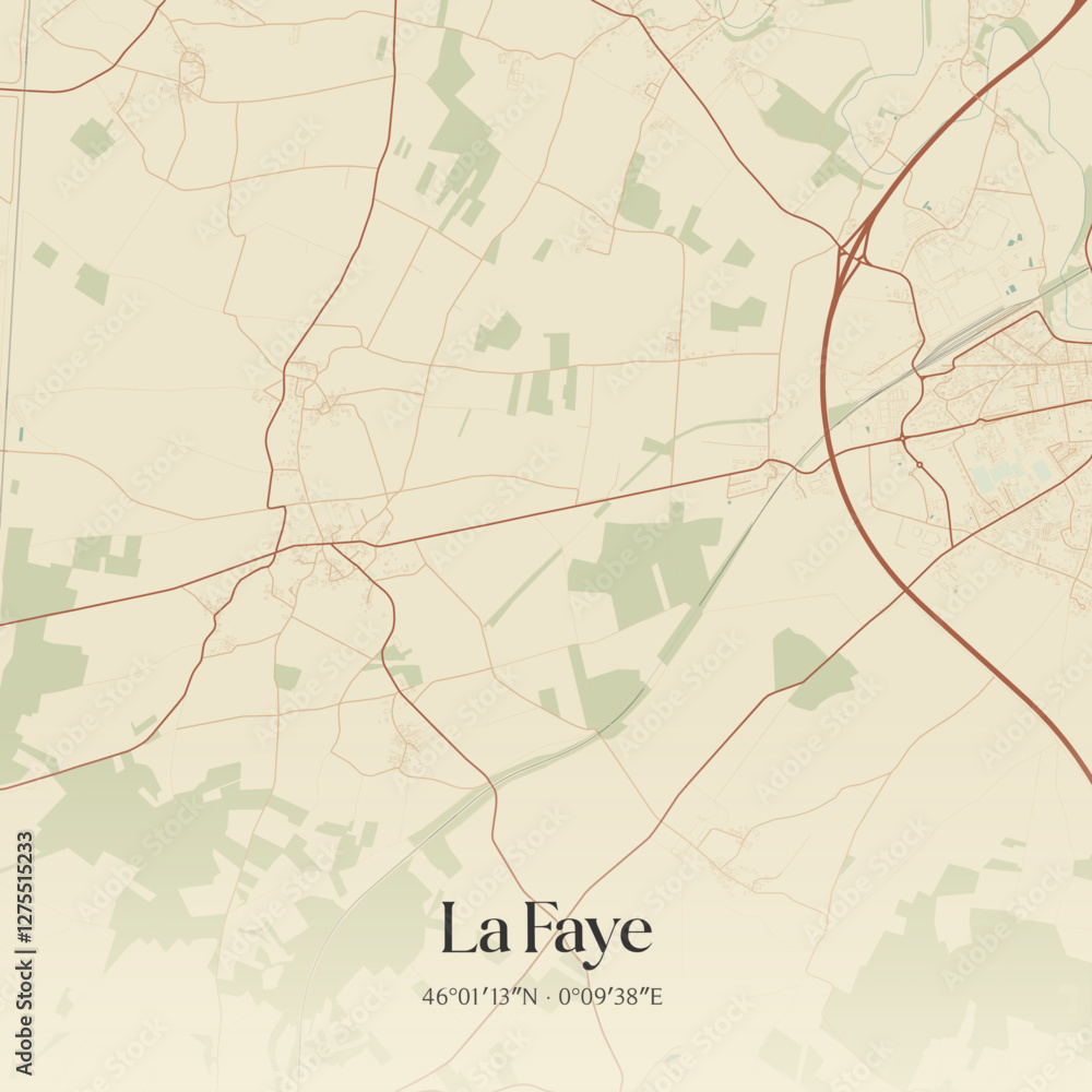 Fototapeta premium Vintage map of La Faye, France.