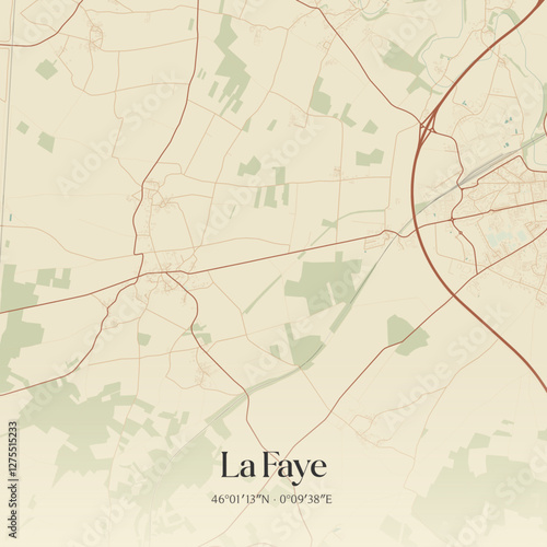 Vintage map of La Faye, France.