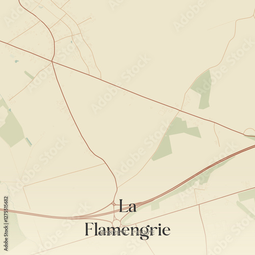 Vintage map of La Flamengrie, France.