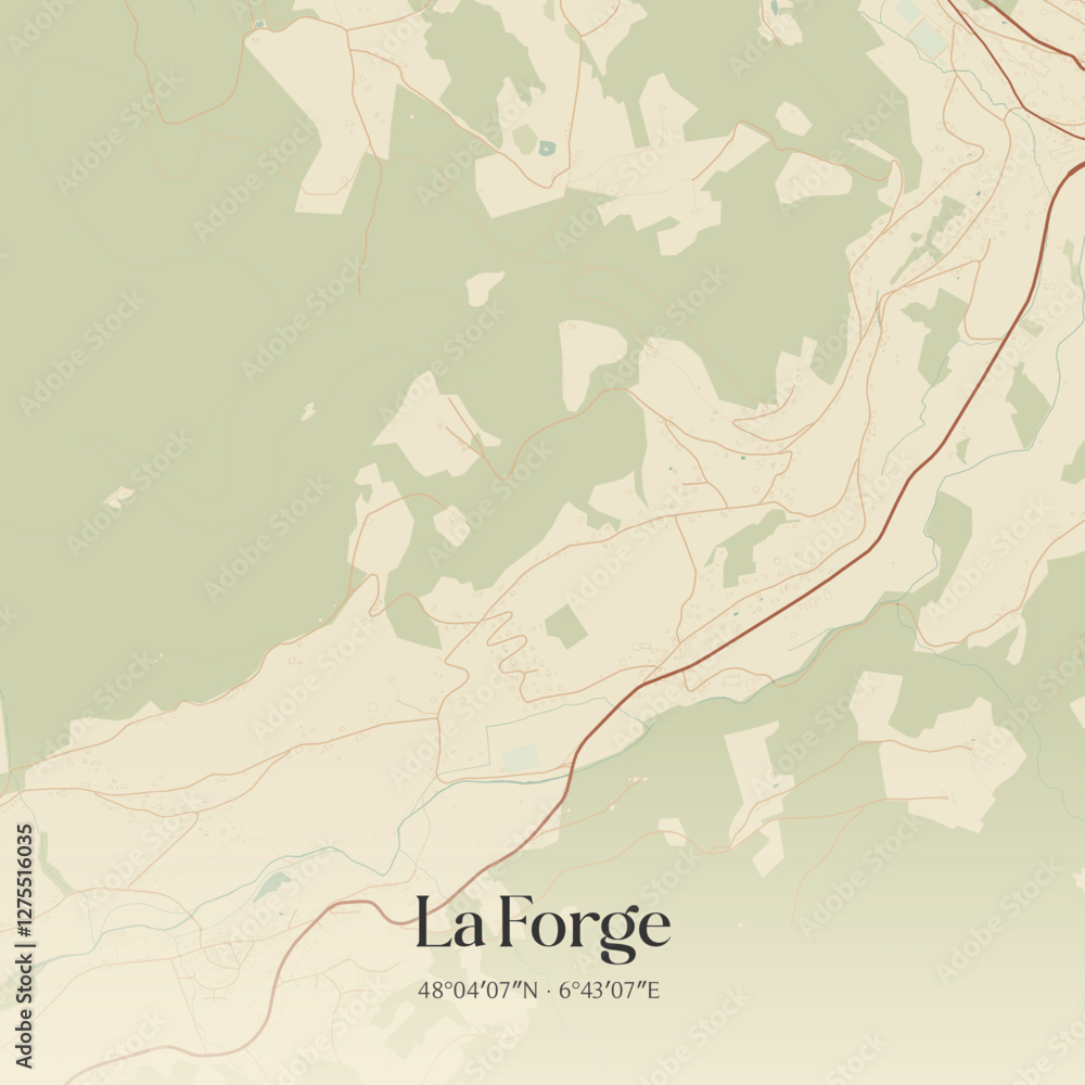 Obraz premium Vintage map of La Forge, France.
