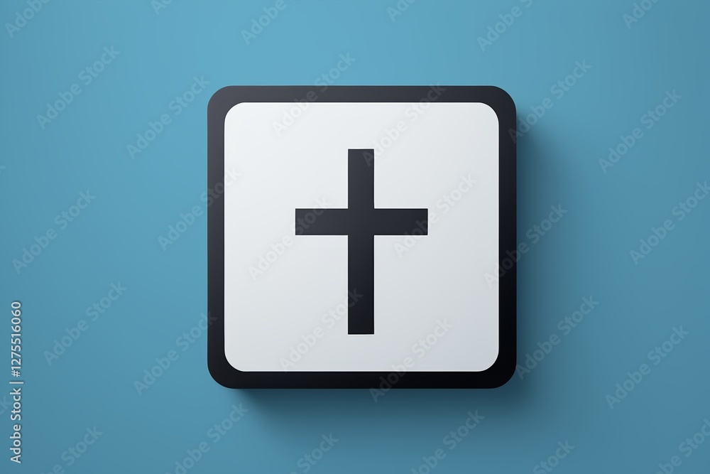 a close up of a black and white cross on a blue background a close up of a black and white cross on a blue background