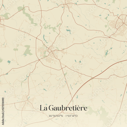 Vintage map of La Gaubretière, France.