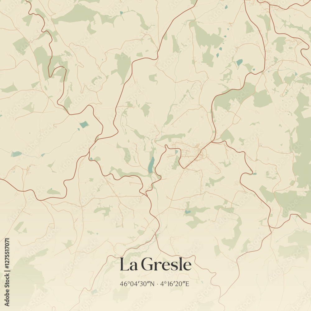 Fototapeta premium Vintage map of La Gresle, France.