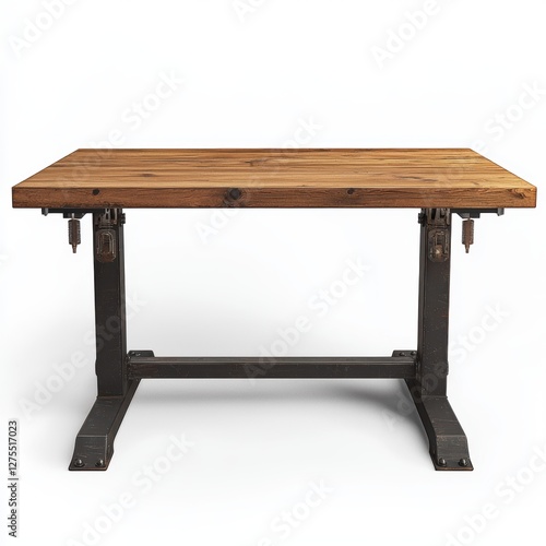 Wallpaper Mural Modern industrial-style desk with rustic wooden top isolated on white Torontodigital.ca