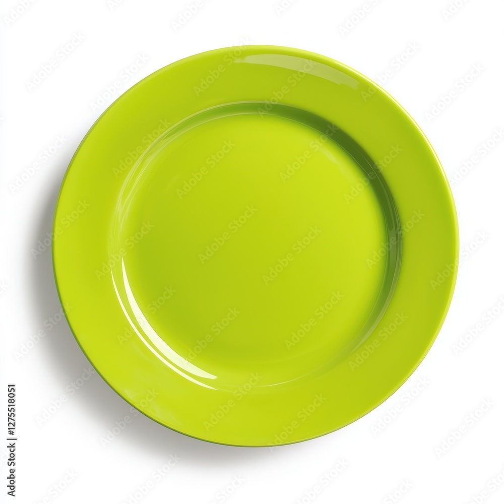 Neon green dinner plate with a high-gloss finish isolated on white Neon green dinner plate with a high-gloss finish isolated on white