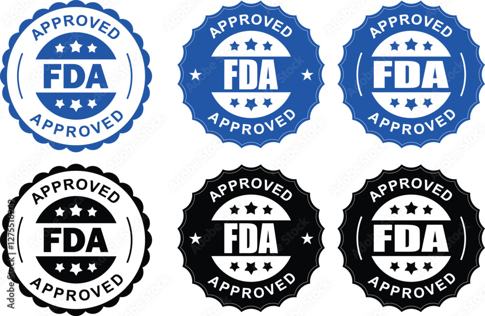 Obraz premium FDA approved stamps, icons, badges set