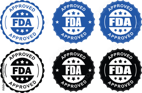 FDA approved stamps, icons, badges set