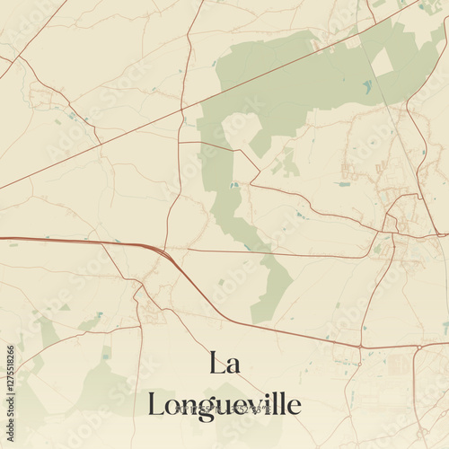 Vintage map of La Longueville, France.