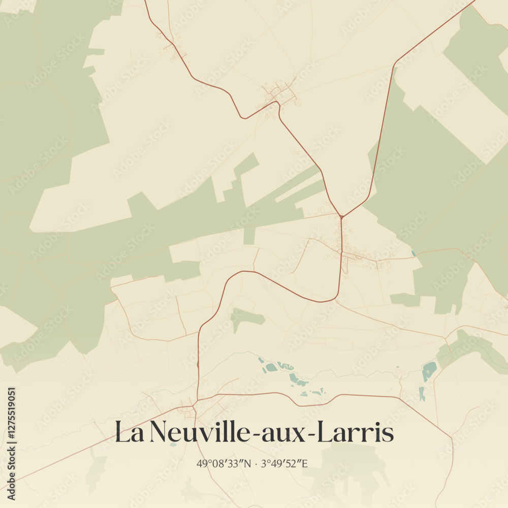 Obraz premium Vintage map of La Neuville-aux-Larris, France.