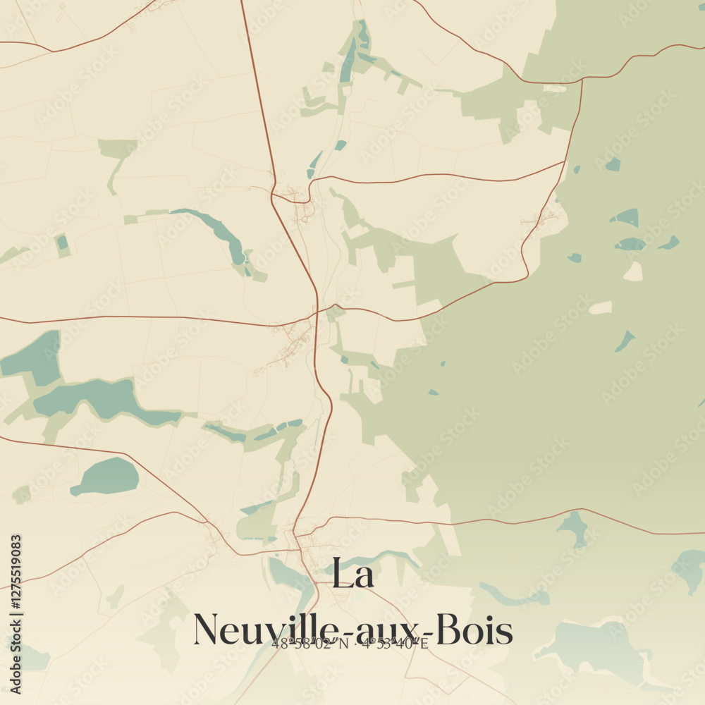 Obraz premium Vintage map of La Neuville-aux-Bois, France.