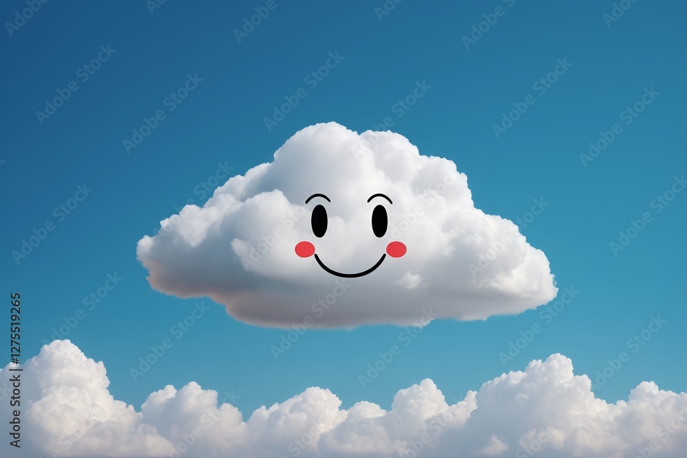 Fototapeta premium there is a cloud with a smiley face on it in the sky