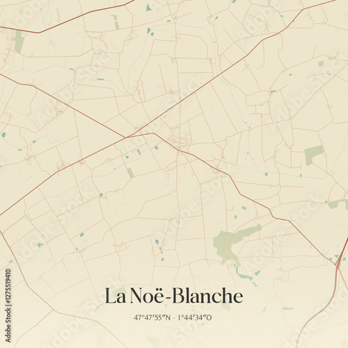 Vintage map of La Noë-Blanche, France.
