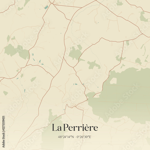 Vintage map of La Perrière, France.