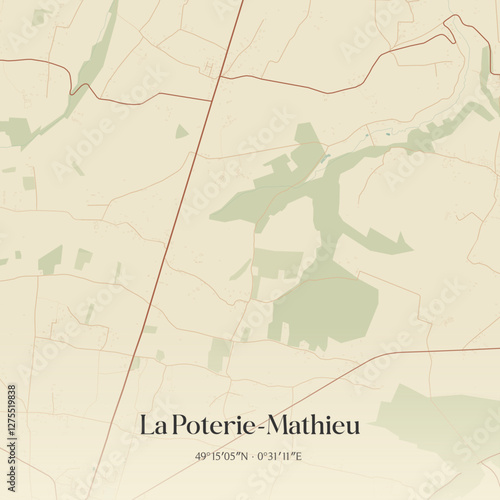 Vintage map of La Poterie-Mathieu, France.