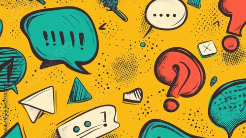 Wallpaper Mural Colorful Speech Bubbles and Symbols on Bright Background Torontodigital.ca