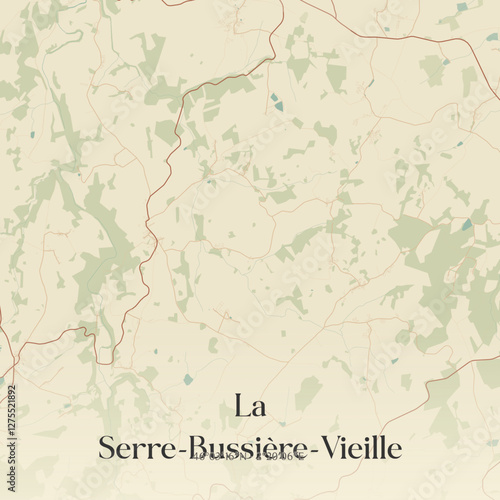 Vintage map of La Serre-Bussière-Vieille, France.