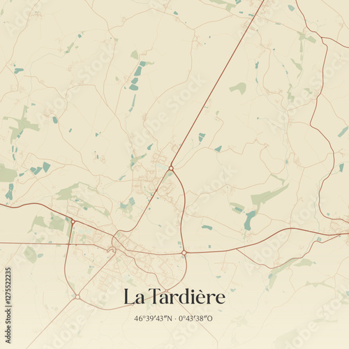 Vintage map of La Tardière, France.