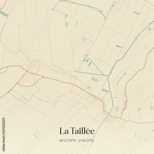 Vintage map of La Taillée, France.