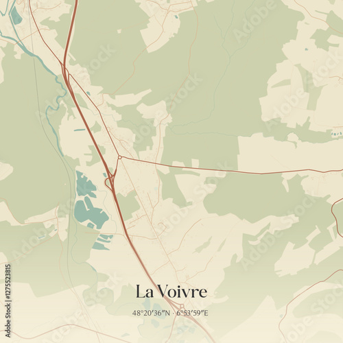 Vintage map of La Voivre, France.