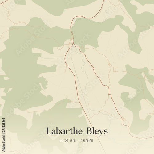 Vintage map of Labarthe-Bleys, France.