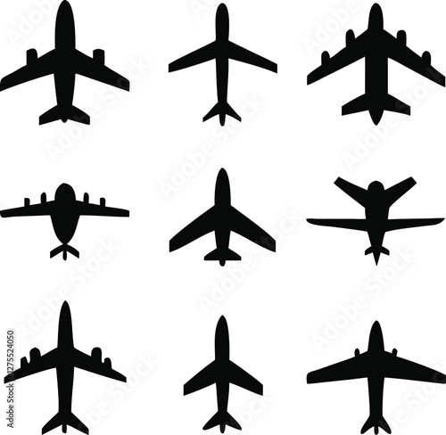 Airplane icon set plane icon vector Flight transport symbol.