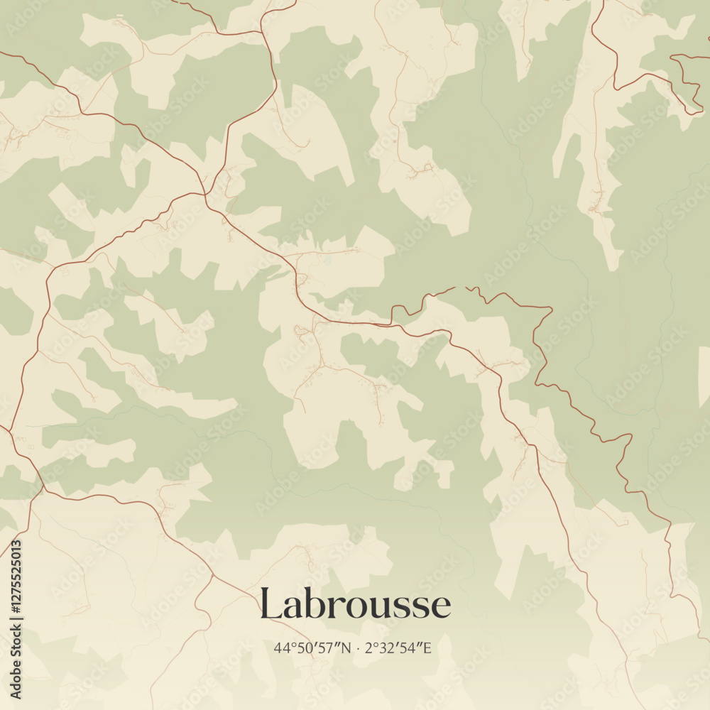 Obraz premium Vintage map of Labrousse, France.