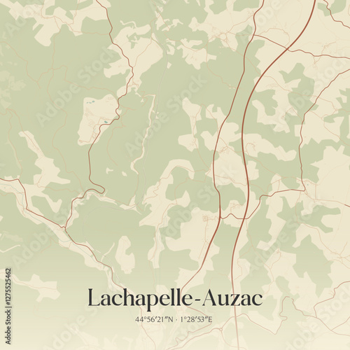 Vintage map of Lachapelle-Auzac, France.