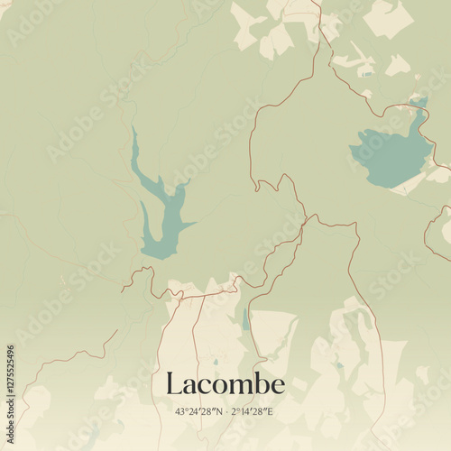Vintage map of Lacombe, France.