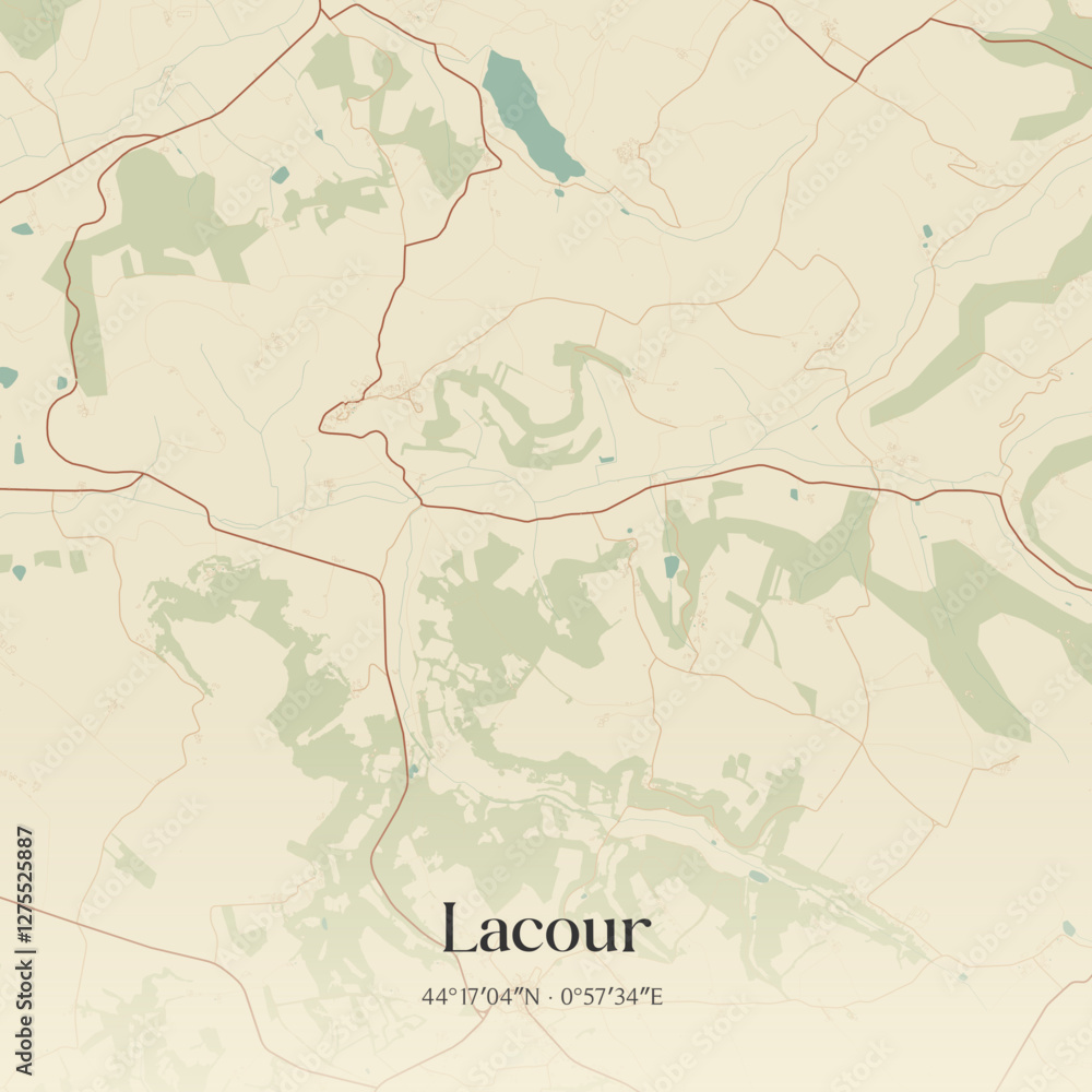 Fototapeta premium Vintage map of Lacour, France.