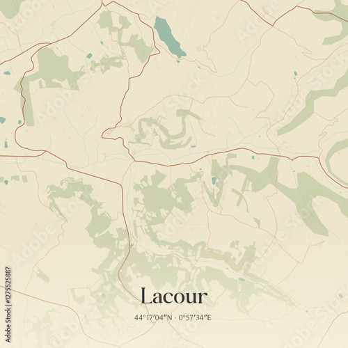 Vintage map of Lacour, France.