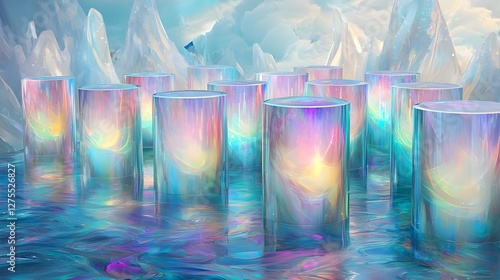 Holographic Product Display, Abstract Background, Iridescent Texture - Modern Presentation