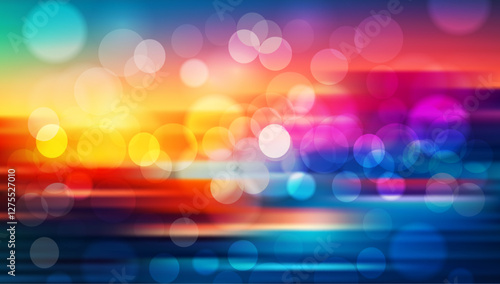 Colorful bokeh. Abstract festive blurred background. Bright defocused glowing lights effect. Graphic template for celebration banners and invitations. Vector illustration.