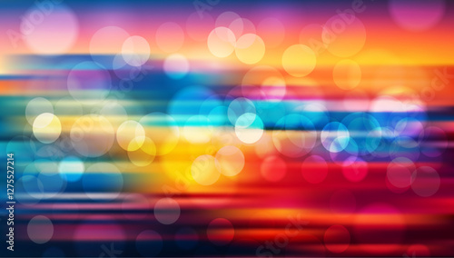 Colorful bokeh. Abstract festive blurred background. Bright defocused glowing lights effect. Graphic template for celebration banners and invitations. Vector illustration.