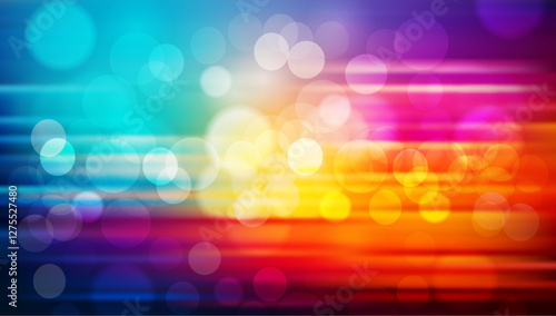 Colorful bokeh. Abstract festive blurred background. Bright defocused glowing lights effect. Graphic template for celebration banners and invitations. Vector illustration.