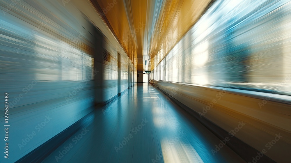Abstract blurred interior of a hospital, conveying a sense of motion and care. Abstract blurred interior of a hospital, conveying a sense of motion and care.