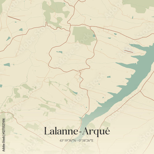 Vintage map of Lalanne-Arqué, France.