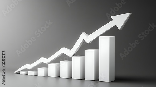 3D Bar Graph Showing Growth and Progress, A 3D bar graph with ascending bars and an upward arrow, symbolizing growth Free Download 3D Bar Graph Showing Growth and Progress, A 3D bar graph with ascending bars and an upward arrow, symbolizing growth - GFXLoad