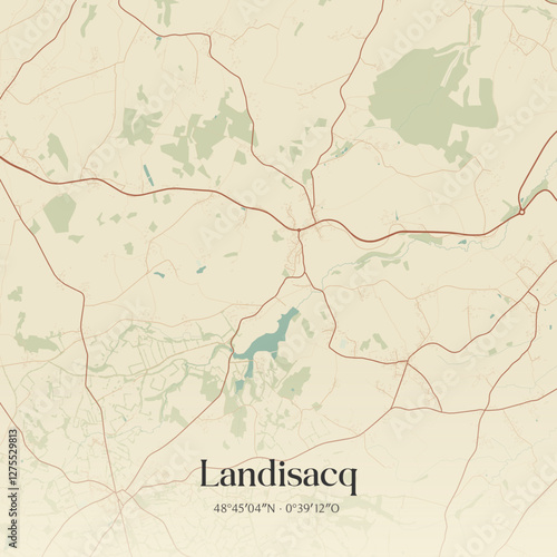 Vintage map of Landisacq, France.