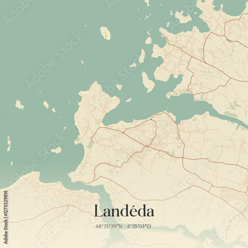 Vintage map of Landéda, France.