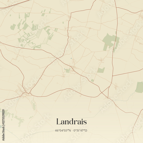 Vintage map of Landrais, France.