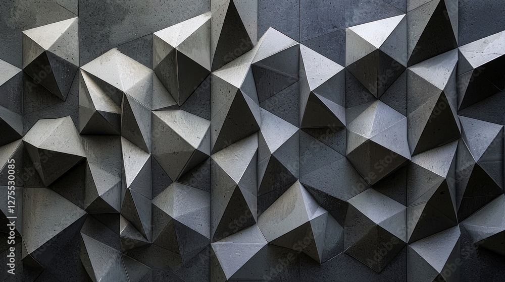 Fototapeta premium Abstract Geometric Concrete Wall: A Study in Gray