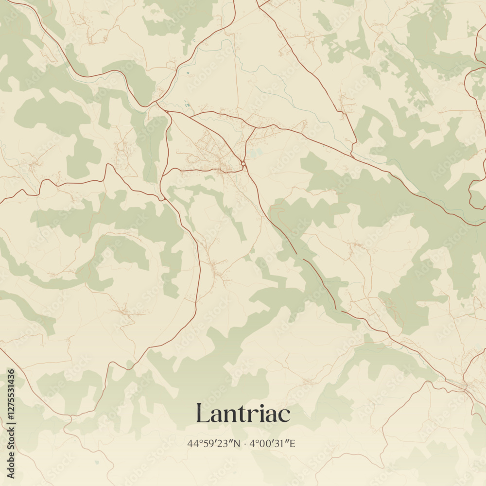 Obraz premium Vintage map of Lantriac, France.