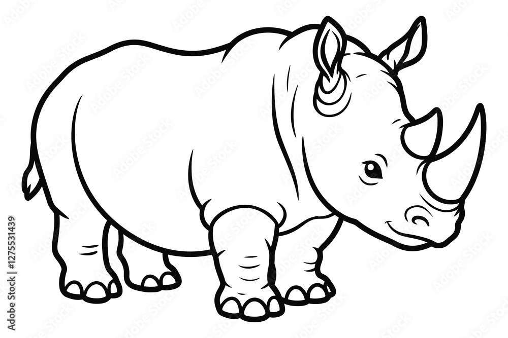 Rhinoceros line art silhouette vector, Rhinoceros line art silhouette vector,
