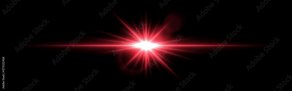 Warm red lens flare with radiant beams and circular light reflections on a dark transparent background. Horizontal glow effect symbolizes illumination, energy, and cinematic lighting Warm red lens flare with radiant beams and circular light reflections on a dark transparent background. Horizontal glow effect symbolizes illumination, energy, and cinematic lighting
