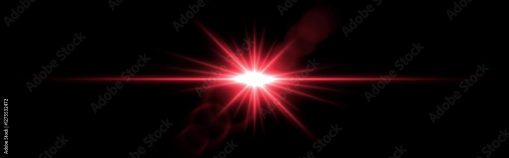 Warm red lens flare with radiant beams and circular light reflections on a dark transparent background. Horizontal glow effect symbolizes illumination, energy, and cinematic lighting Warm red lens flare with radiant beams and circular light reflections on a dark transparent background. Horizontal glow effect symbolizes illumination, energy, and cinematic lighting